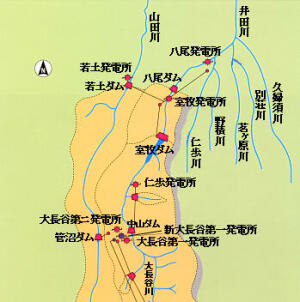 神通川水系発電所位置図