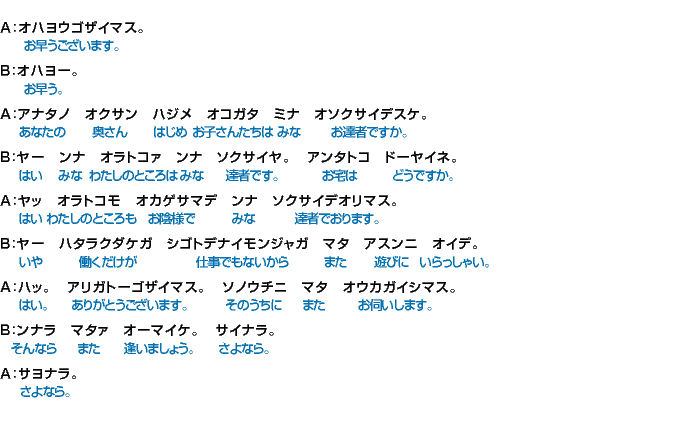 会話　～場面設定の会話（道でのあいさつ）～