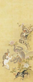 絹本著色高士猿猴図（右）