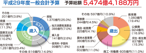 平成29年度一般会計予算の円グラフ