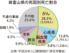 富山県の死因別死亡割合