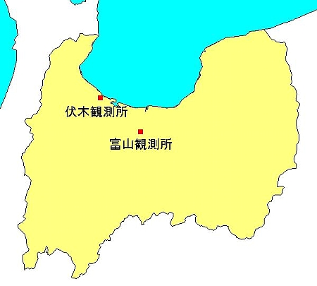 富山・伏木観測所位置図