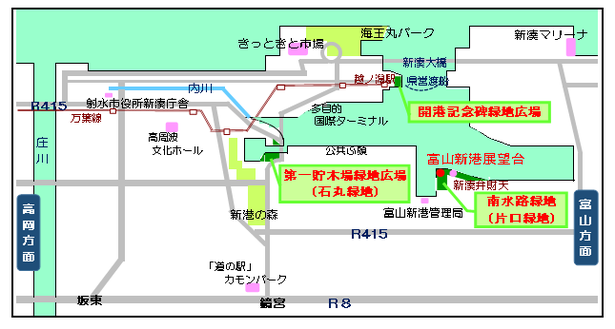 港湾3緑地の案内図