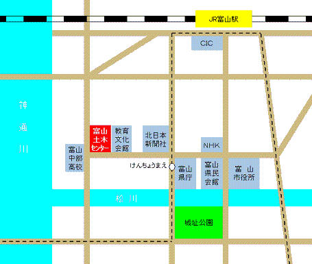 JR、地鉄、市電などからのセンターへのアクセス図