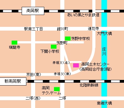 高岡土木センターの位置図