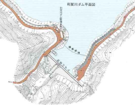 利賀川ダム平面図