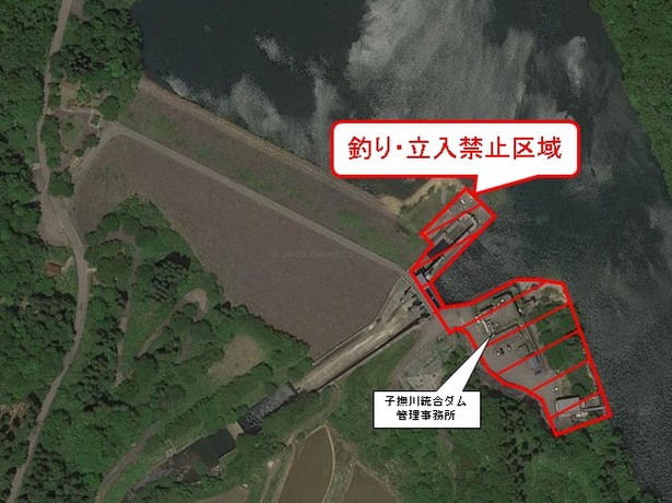 釣り禁止区域を示した図