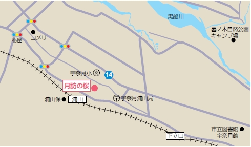 月訪の桜へのアクセス地図