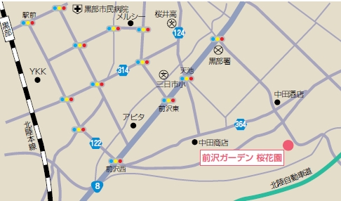 桜花園へのアクセス地図
