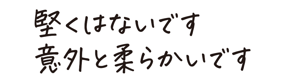 堅くはないです 意外と柔らかいです